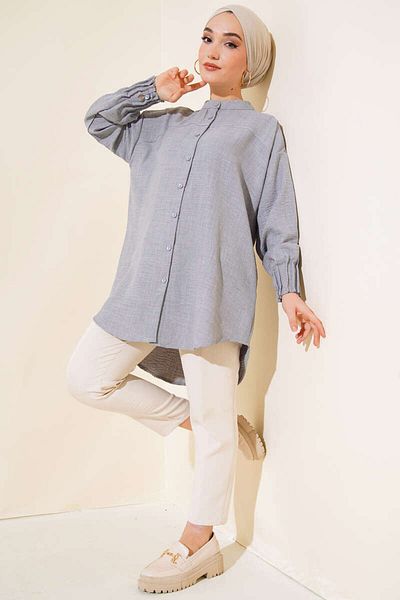 VOLT CLOTHİNG Geripptes, detailliertes Damen-Freizeithemd