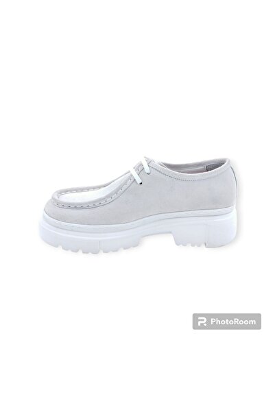 MİLONEK 2310711308 Erkek Günlük Bağcıklı Buz Beyazı Süet