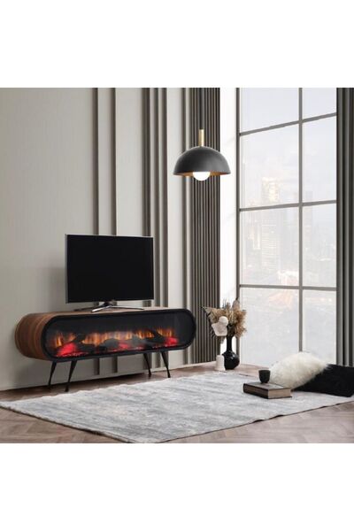 Breda Home Concept Duo Mdf Şömineli Ceviz Tv Ünitesi Tv Sehpası
