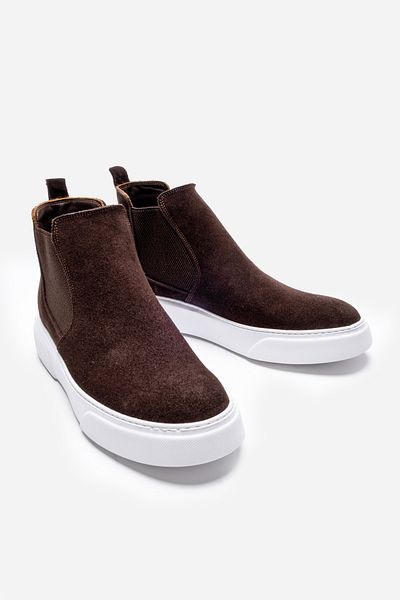 LUSIVE Genuine Leather Suede Brown Ultra Comfortable and Lightweight Chelsea Men's Boots Luass25Al0028