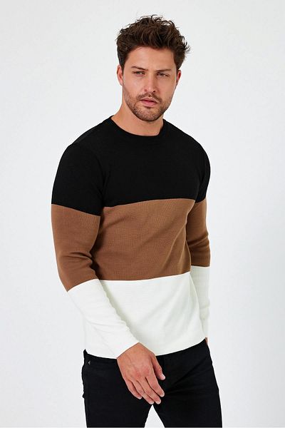 ALEXANDERGARDI Color Blocked Crew Neck Regular Fit Sweater - E24-Eze-05