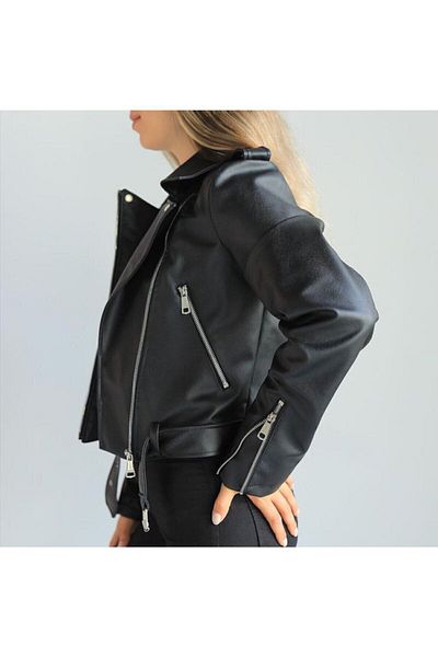 Mila Still Damen-Lederjacke mit Gürtel