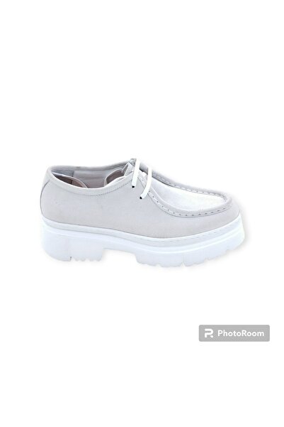 MİLONEK 2310711308 Erkek Günlük Bağcıklı Buz Beyazı Süet