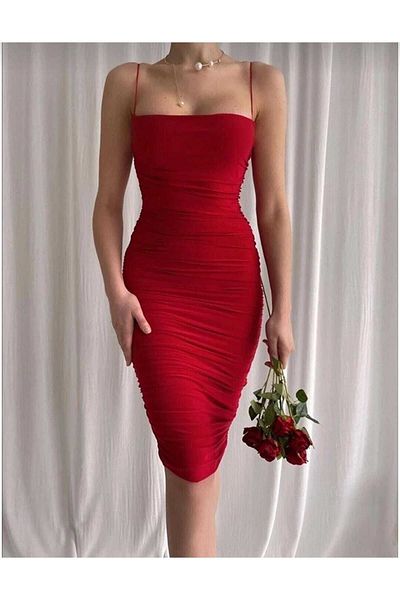 IŞILDA FASHION Îmbrăcăminte de damă Rochie drapată cu bretele subțiri