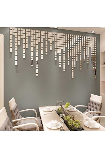 Numa Concept Mozaik Ayna Gümüş Pleksi 100'lü Duvar Dekorasyon Lazer Kesim Her...