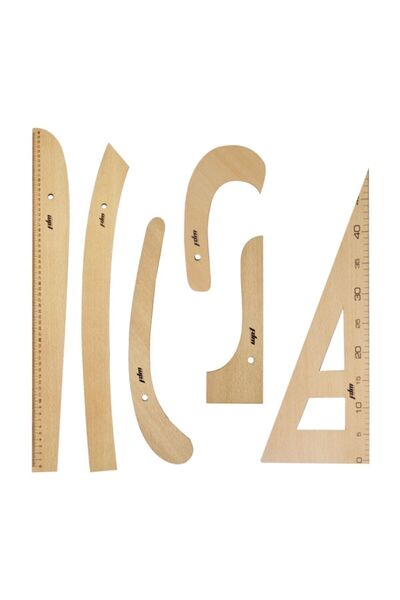 FDM 6 Parça Set - 6 Parça Ahşap Riga Seti - Riga Takımı - Cetvel