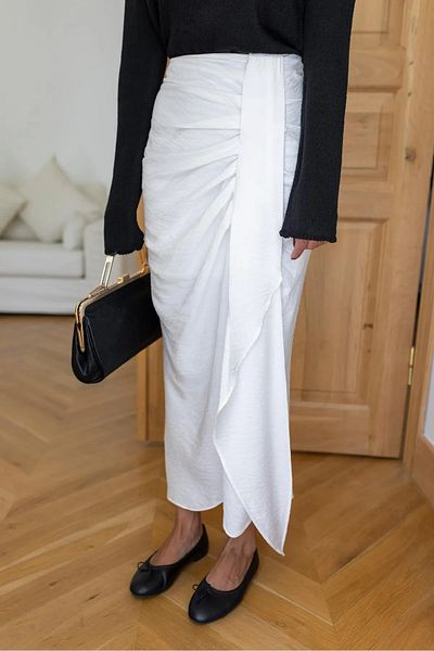 My Blog Ecru Midi Skirt - Self Belted and Gathered