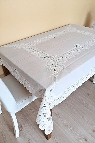 ELEGANCEV FAȚĂ DE MASĂ DIN OZONAT CU MOTIVE DINTRO DENTELĂ 120 X 150 CM - CUL...