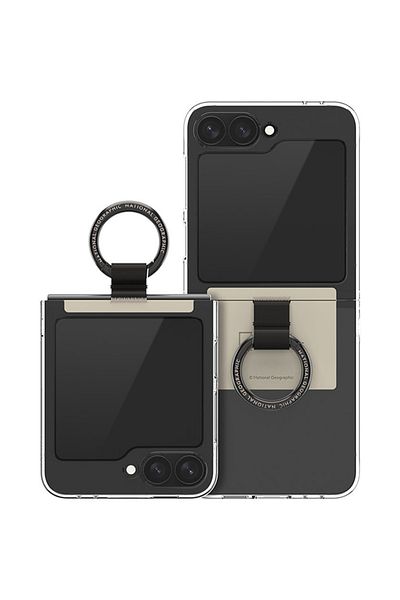 NATIONAL GEOGRAPHIC Ring Strap Crystal Slim Fit Case V2 Galaxy Z Flip 6 - Beige