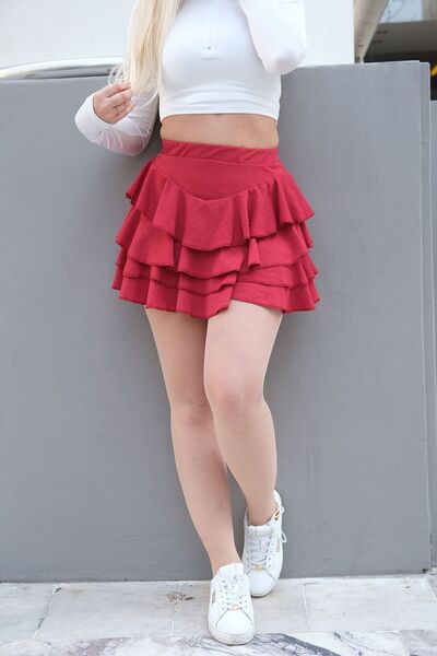 MOV GİYİM Mykonos Claret Red Skirt