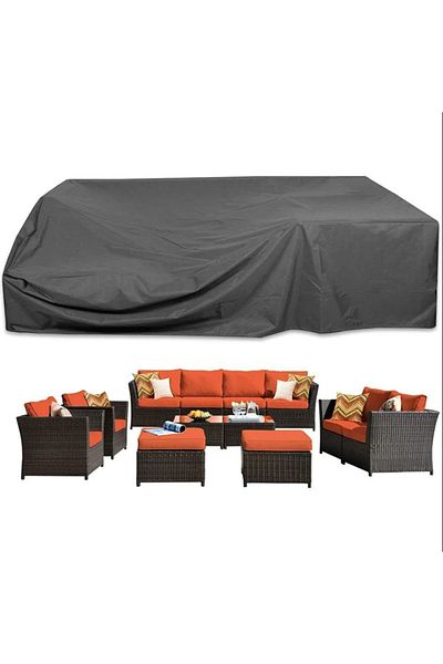 AutoZEL Black Garden Furniture - Seat, Table, Chair and Protective Cover Canvas 300X160X80