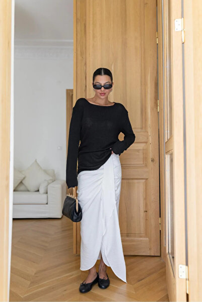 My Blog Ecrufarbener Midirock – selbstgürtelnd und gerafft