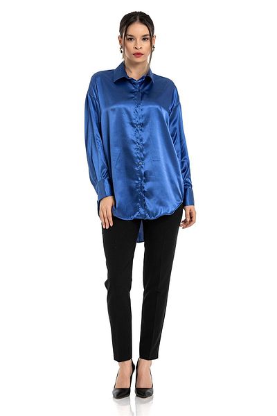By Wocci Cămașă Saks Satin Loose Cut pentru damă
