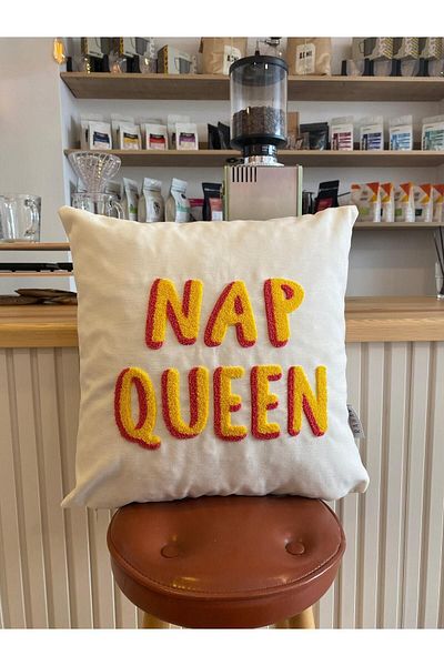 RahanDesign White Cotton Nap Queen Punch Pillow Case - 43*43cm