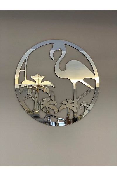 Numa Concept Decoratiuni de perete din plexiglas argintiu - Flamingo taiat cu laser pe MDF 32x32 CM