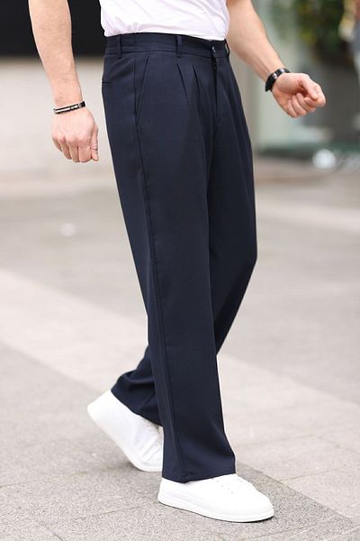 SANTARA BUTİK Men's Pleated Baggy Mold Fabric Trousers