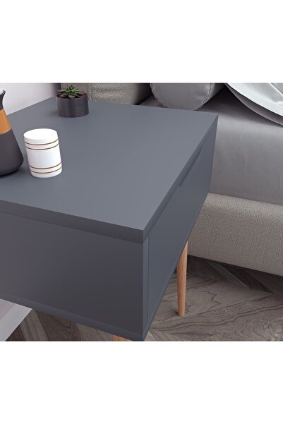 Ankara Mobilya Atlas Tek Çekmeceli Antrasit Komodin