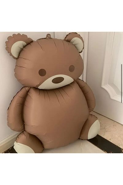 Partifabrik Retro Vintage Coffee Color Big Bear Bear Balloon - First Age Baby Sower Birthday