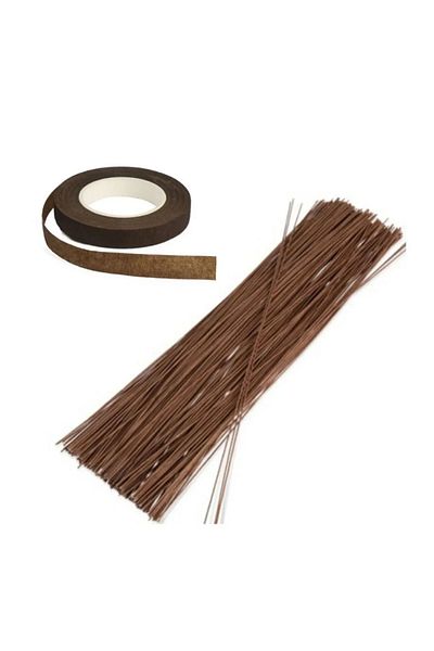 adin tasarım Καφέ λουλουδάτο κεφαλόδεσμο Flower Wire 11 τεμαχίων Flower Wire Wrap Band Καφέ Σετ στολισμού λουλουδιών