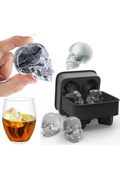 adin tasarım Kuru Kafa Buzluk 4lü Silikon Buz Kalıbı Cadılar Bayramı Çikolata...