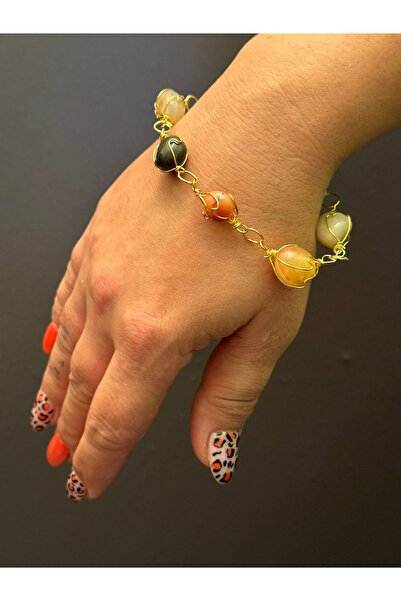 Gönülden Tasarım Natural Stone Detailed Bracelet and Earring Set