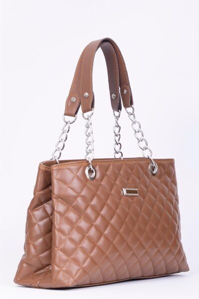SEPET ÇANTA Large Classic Women's Shoulder Bag with Diamond Pattern
