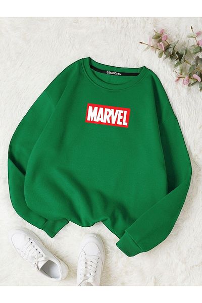 BENROMA Детски унисекс суитшърт с кръгло деколте и принт Marvel