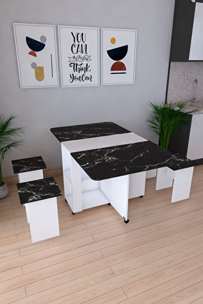 MERETTO Pratik Katlanır Açılır Kapanır Katlanabilir Taşınabilir Siyah Yemek M...