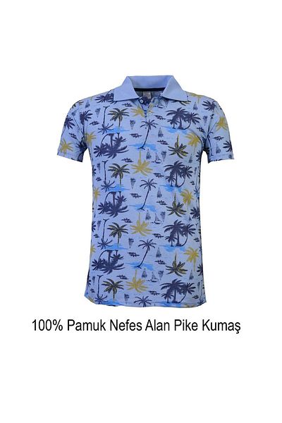 Exve Exclusive Tricou cu scurtătură respirabil, cu guler polo, albastru Hawaii, galben, bleumarin