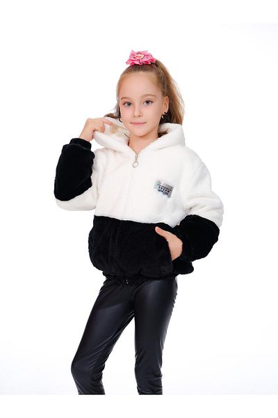 Kamex Black and White Welsoft Plush Coat - Zippered, Two Colors
