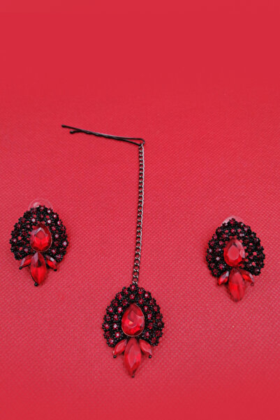Kaftan Collection 3 Piece Indian Earrings and Forehead Set