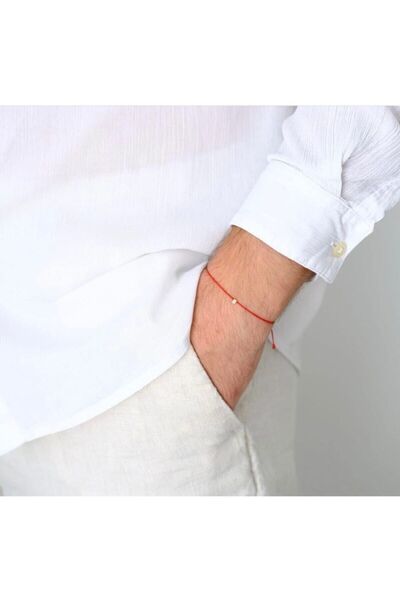 Black Beads Accessory Kırmızı Ip Küp Boncuk Unisex Bileklik