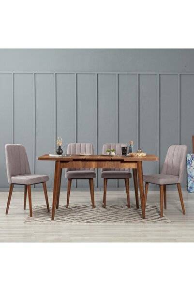 REYSA MOBİLYA Sembol Medium Mutfak Masa Takımı Ceviz Soho Gri
