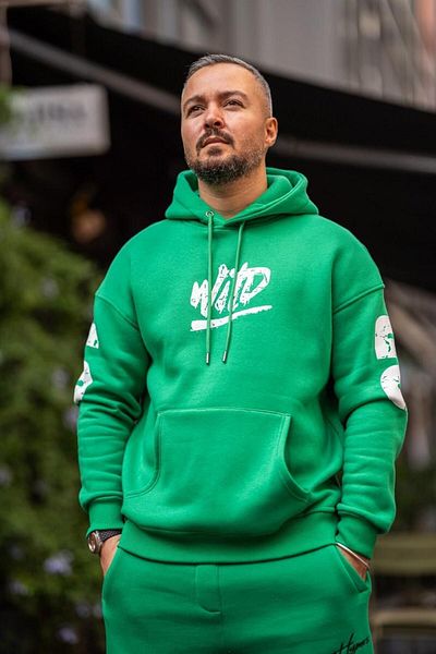 HYPERS Originals Printed Green Hooded Oversize Sweatshirt
