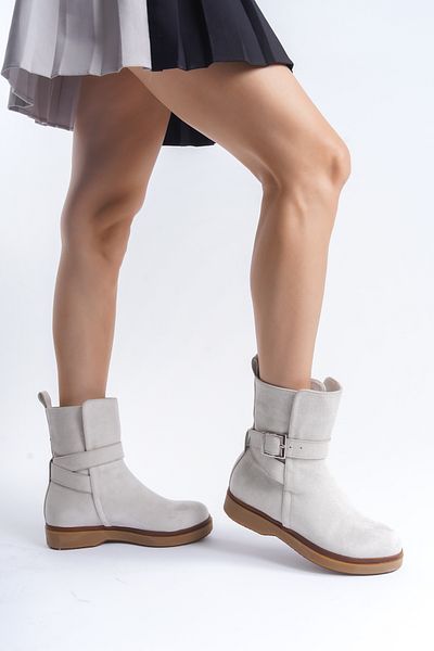 Shoesers Γυναικείες μπότες σουέτ - Ειδικό σχέδιο, οβάλ μύτη και λεπτομέρεια πόρπης