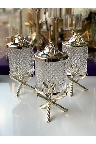 Kardelen Kristal مجموعة من 3 مرطبانات