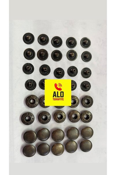 ALOTUHAFİYE 12.5 mm kapaklı çıtçıt 50 adet takım antik sarı