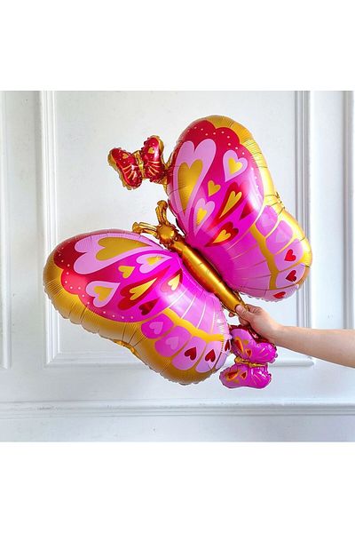 Partifabrik First Age Tone Butterfly Floral Balloon Baby Sower - Retro Vintage Red Pink