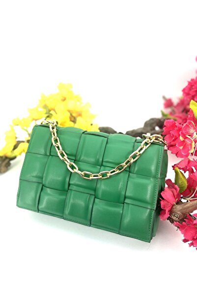 Seniorah Green Shoulder Chain Patterned Women's Bag