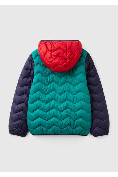 United Colors of Benetton Boy's Green Logo Printed Seasonal Thin Pufa Coat