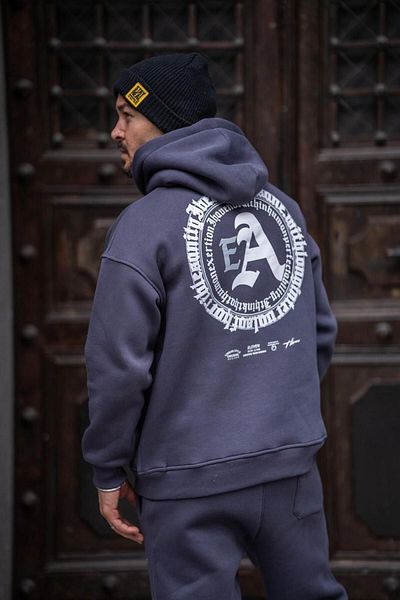 HYPERS Gothic Printed Smoked Hooded Oversize Sweatshirt