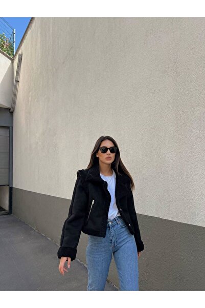 Sindimoda Tak Çıkar Yelek Ve Içi Kürk Detay Crop Kaban