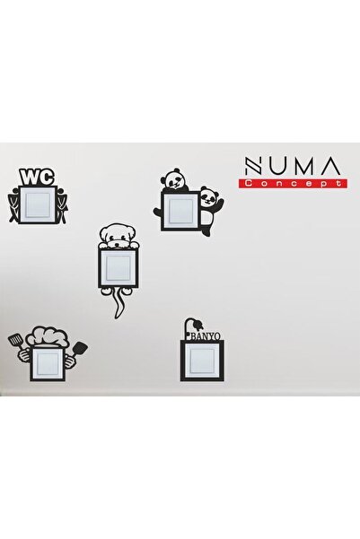 Numa Concept Priz Çerçevesi 5'li Mdf Duvar Dekorasyon Iç Ölçü: 8.50x8.52 Cm