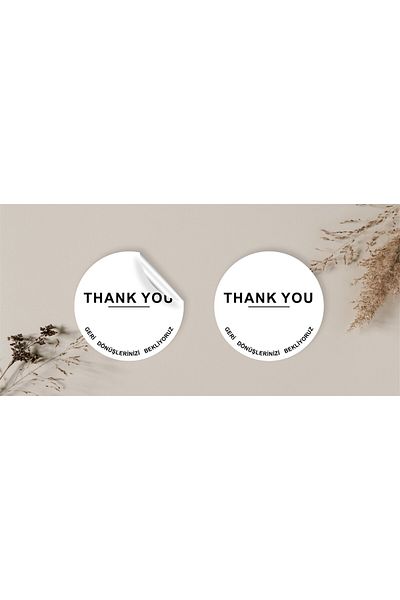 anka design 48 Pieces of Coated Sticker - Packaging and Shipping Label (4X4Cm) - Thank You