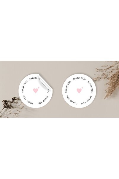 anka design Kuşe Sticker Paketleme & Etiketi (4x4cm) 48 Adet - Thank You -