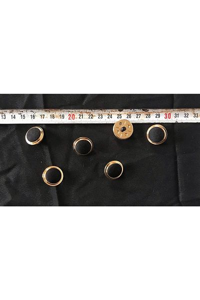 Ozpas Black Buttoned Cloth with Yellow Frame Pattern - 2 cm X 10 Pieces
