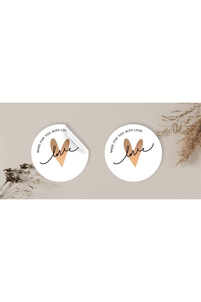 anka design Gold Heart Coated Sticker - 4X4Cm, 48 Pieces, Love Packaging and Cargo Label