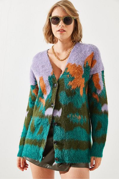 Bianco Lucci Damen-Strickjacke Mit Buntem Muster - Raster