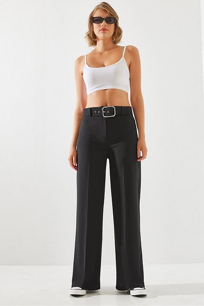 Bianco Lucci Women's Wide Leg Belted Trousers