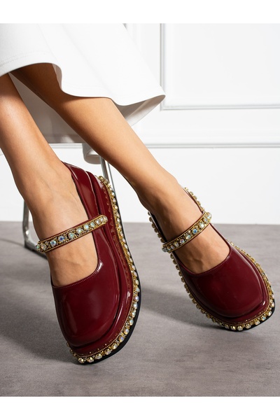 Alemdar Shoes Дамски мокасини Swiz с детайли от лачена кожа в бордо
